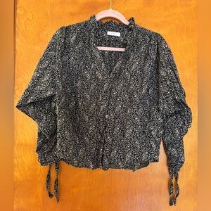 Doen Black Paisley Rose Top